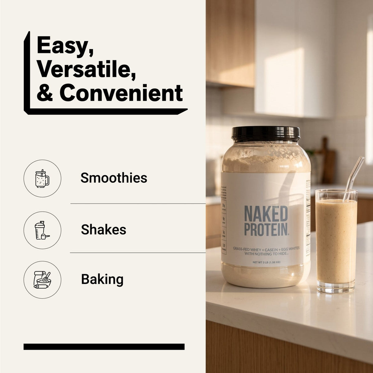 Egg, Whey & Casein Protein Powder Blend | Vegan, Non-GMO