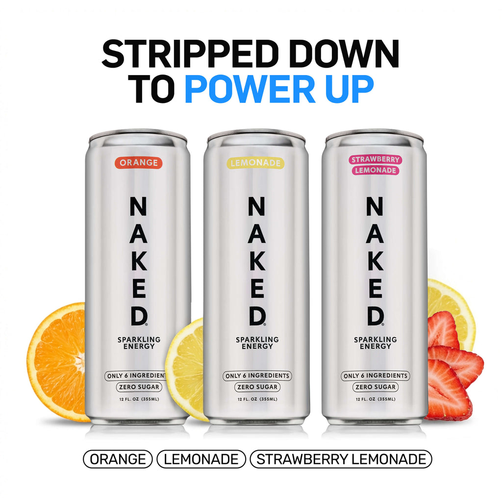 Lemonade Naked Sparkling Energy | Clean Energy Drink - 12 Cans