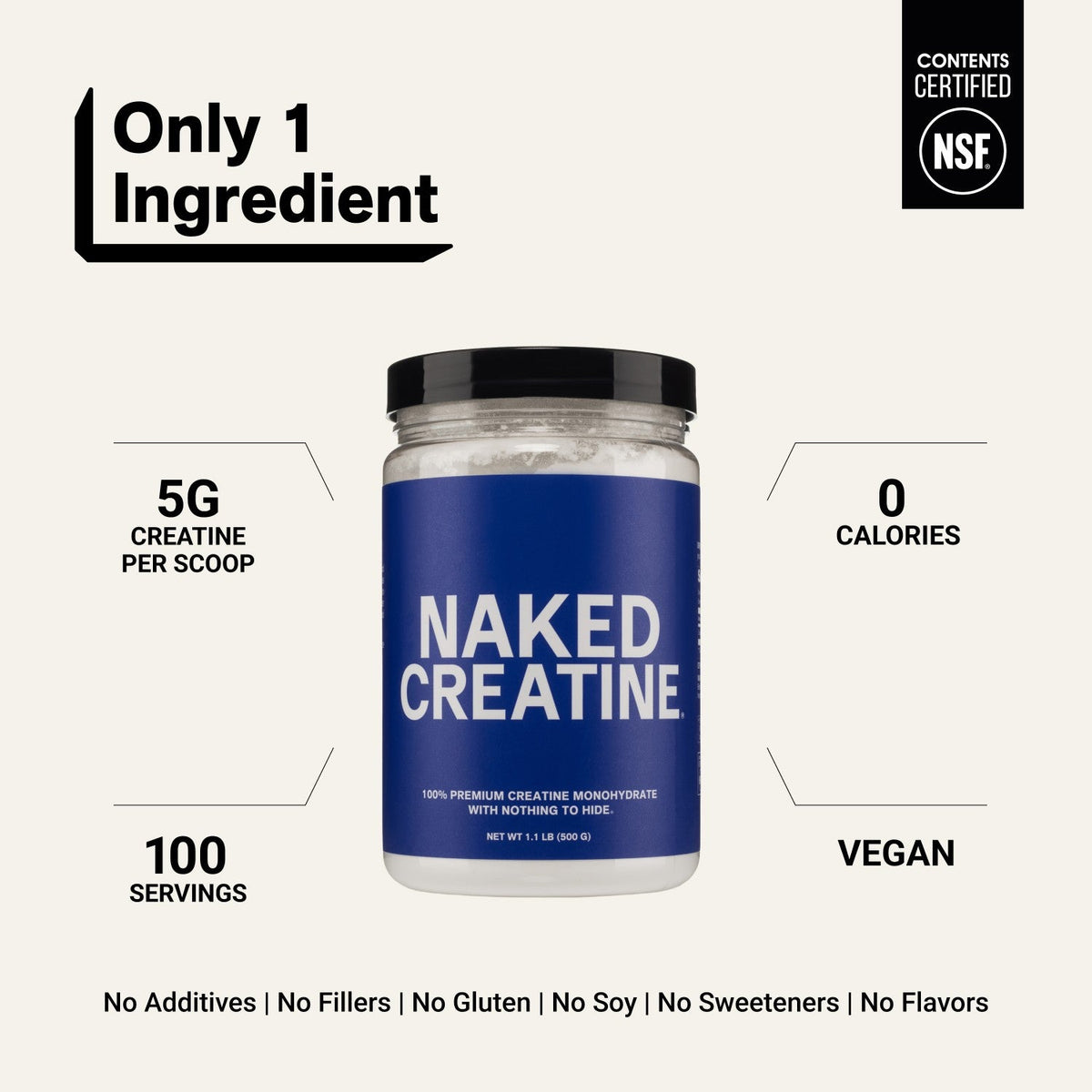 Creatine Monohydrate Powder | Naked Creatine - 1.1LB