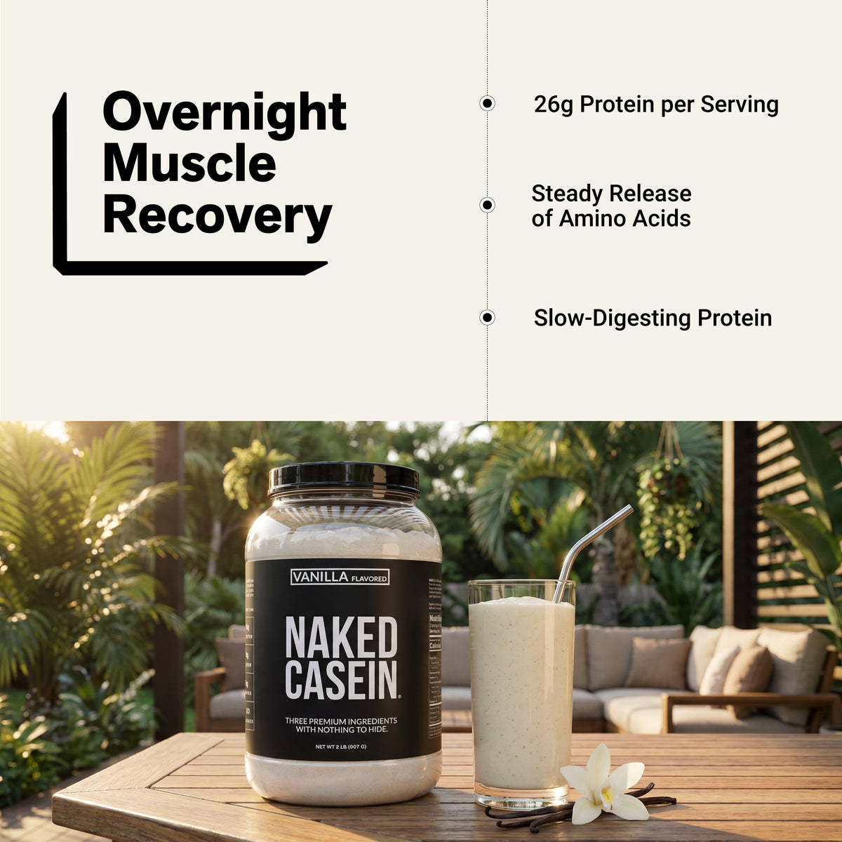 Vanilla Micellar Casein Protein Powder Supplement
