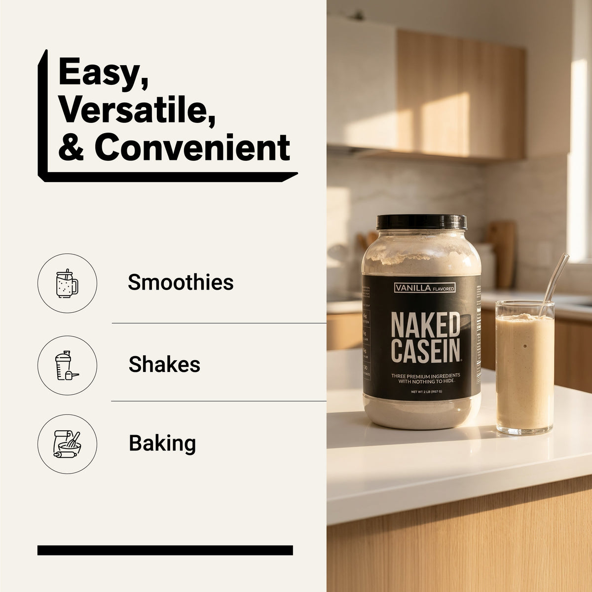 Vanilla Micellar Casein Protein Powder Supplement