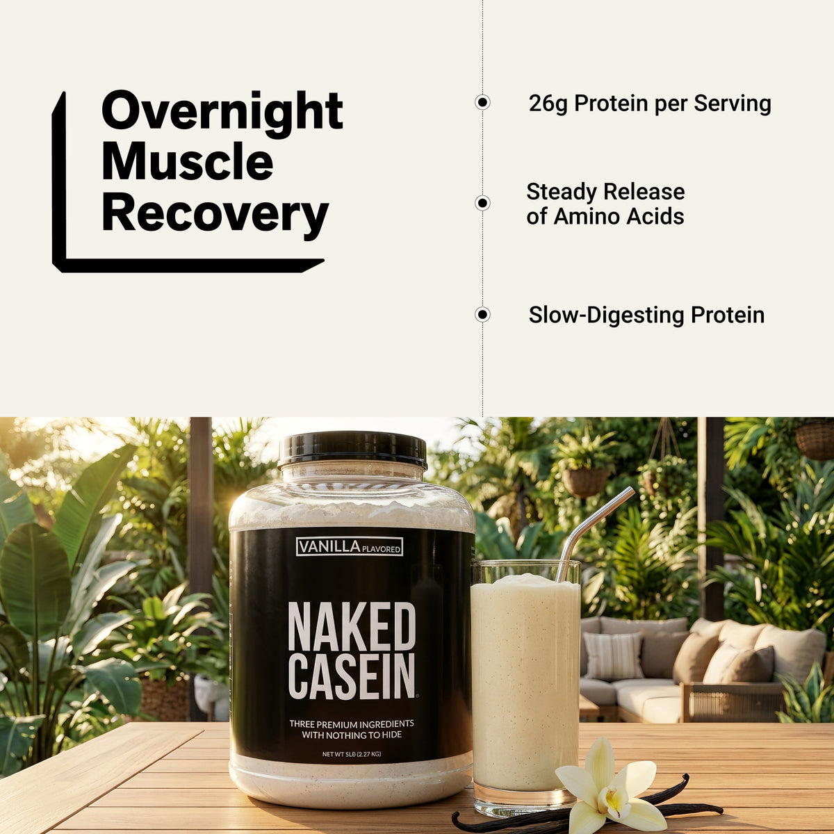 Vanilla Micellar Casein Protein Powder Supplement