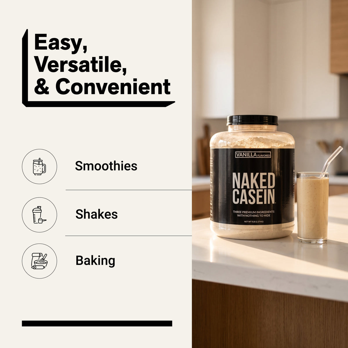 Vanilla Micellar Casein Protein Powder Supplement