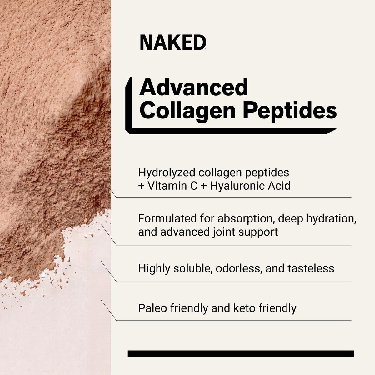 Chocolate Collagen Peptides with Hyaluronic Acid | Naked Collagen Advanced - 1.3 LB