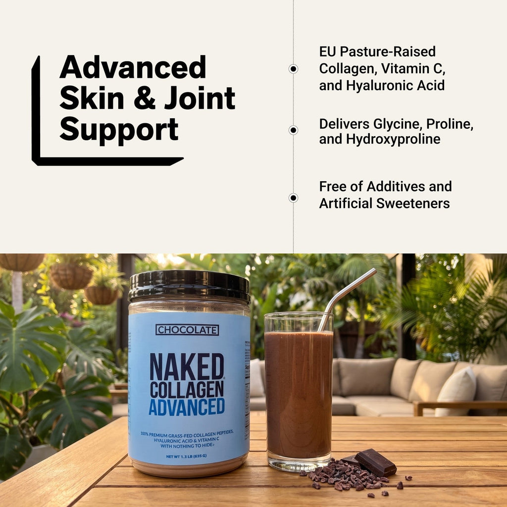 Chocolate Collagen Peptides with Hyaluronic Acid | Naked Collagen Advanced - 1.3 LB