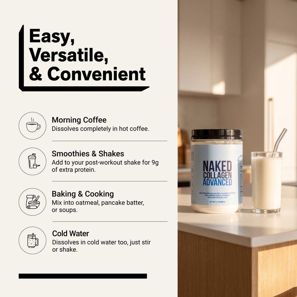 Collagen Peptides with Hyaluronic Acid | Naked Collagen Advanced - 1.3 LB