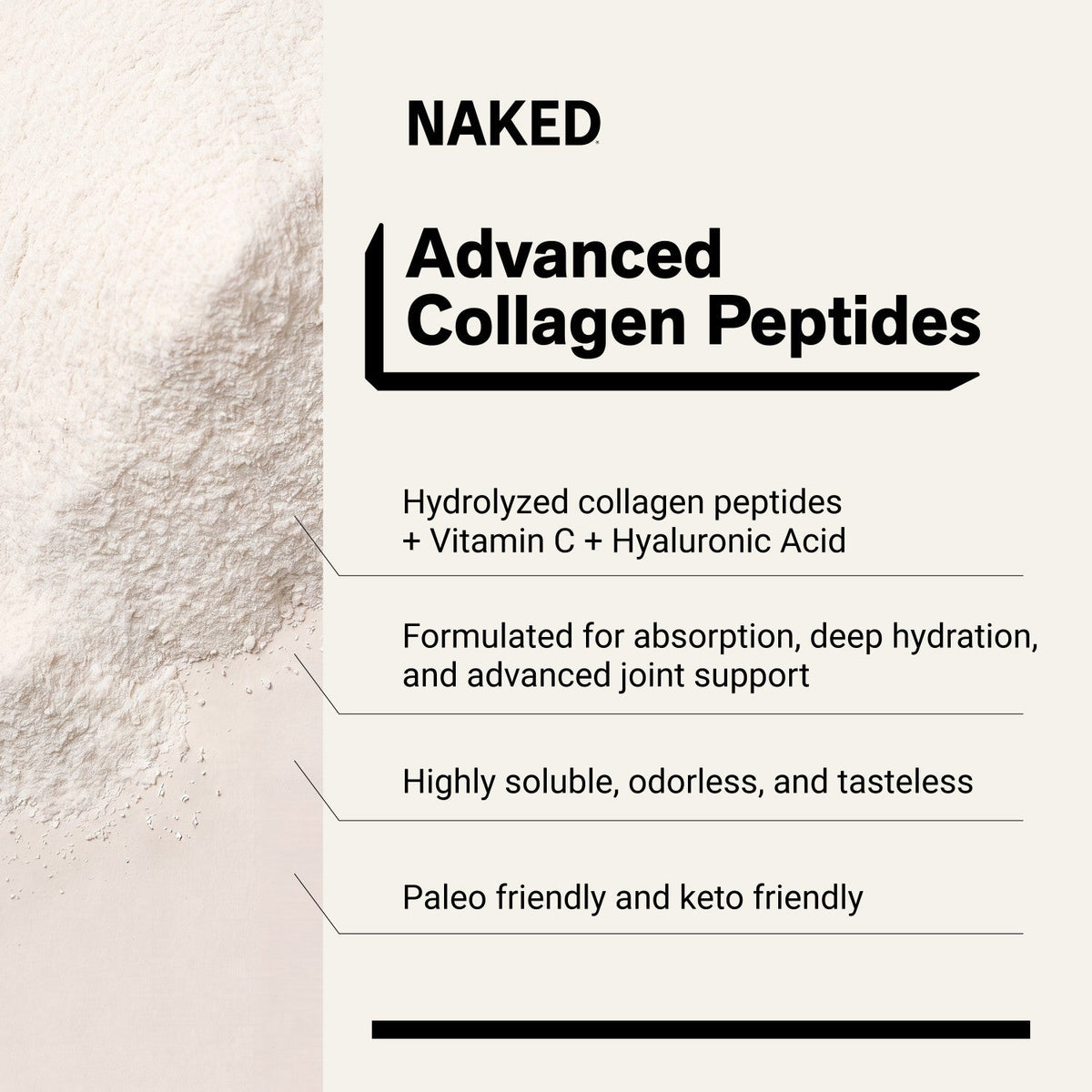 Collagen Peptides with Hyaluronic Acid | Naked Collagen Advanced - 1.3 LB