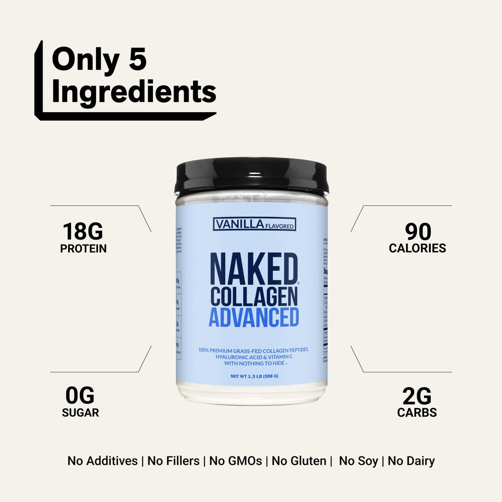 Vanilla Collagen Peptides with Hyaluronic Acid | Naked Collagen Advanced - 1.3 LB