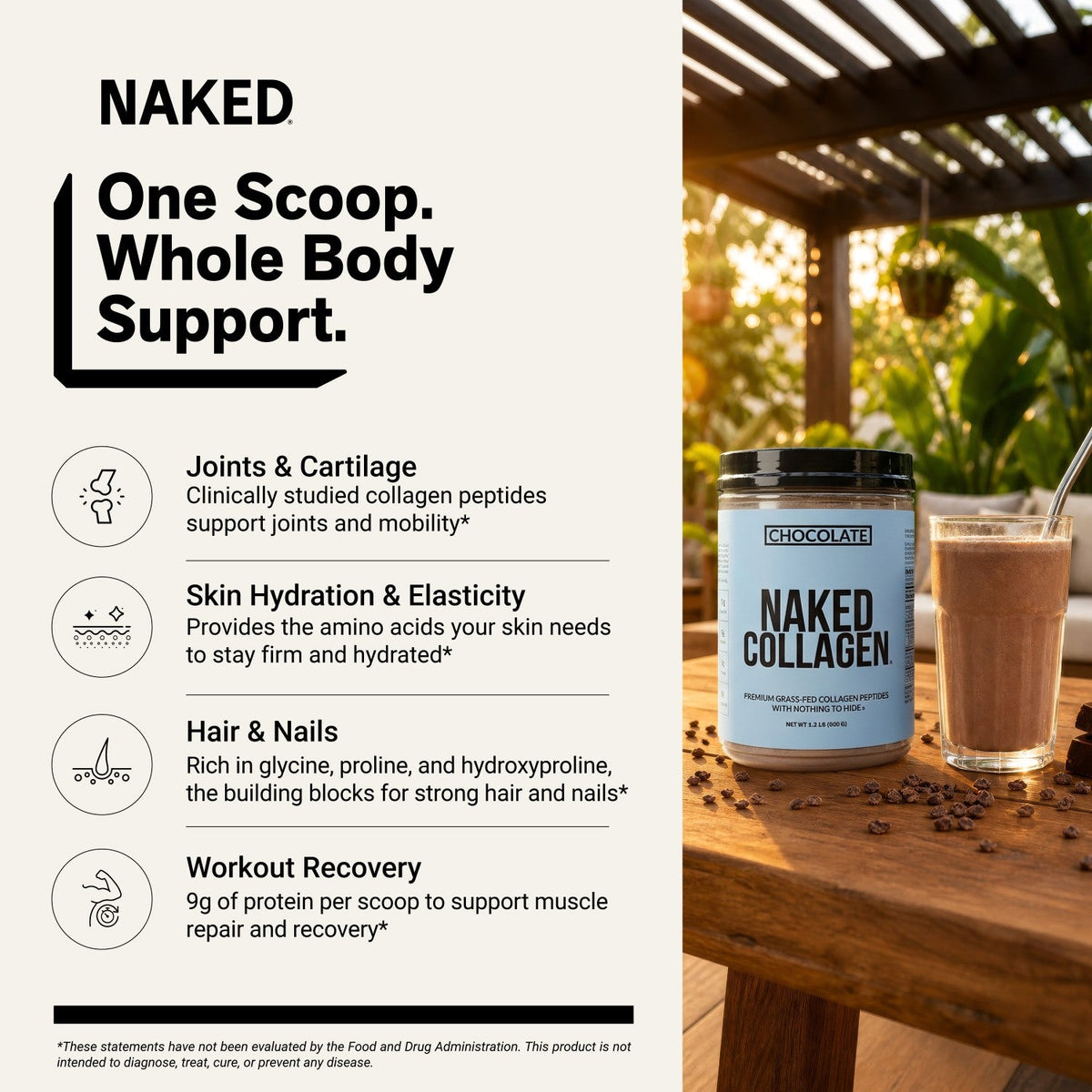Chocolate Collagen Peptides Powder | Naked Collagen - 1.3 LB