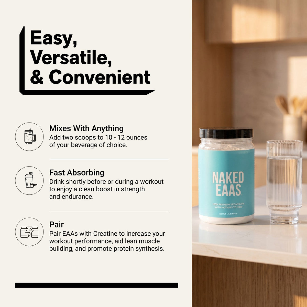 Essential Amino Acids Supplement | Naked EAAs - 50 Servings