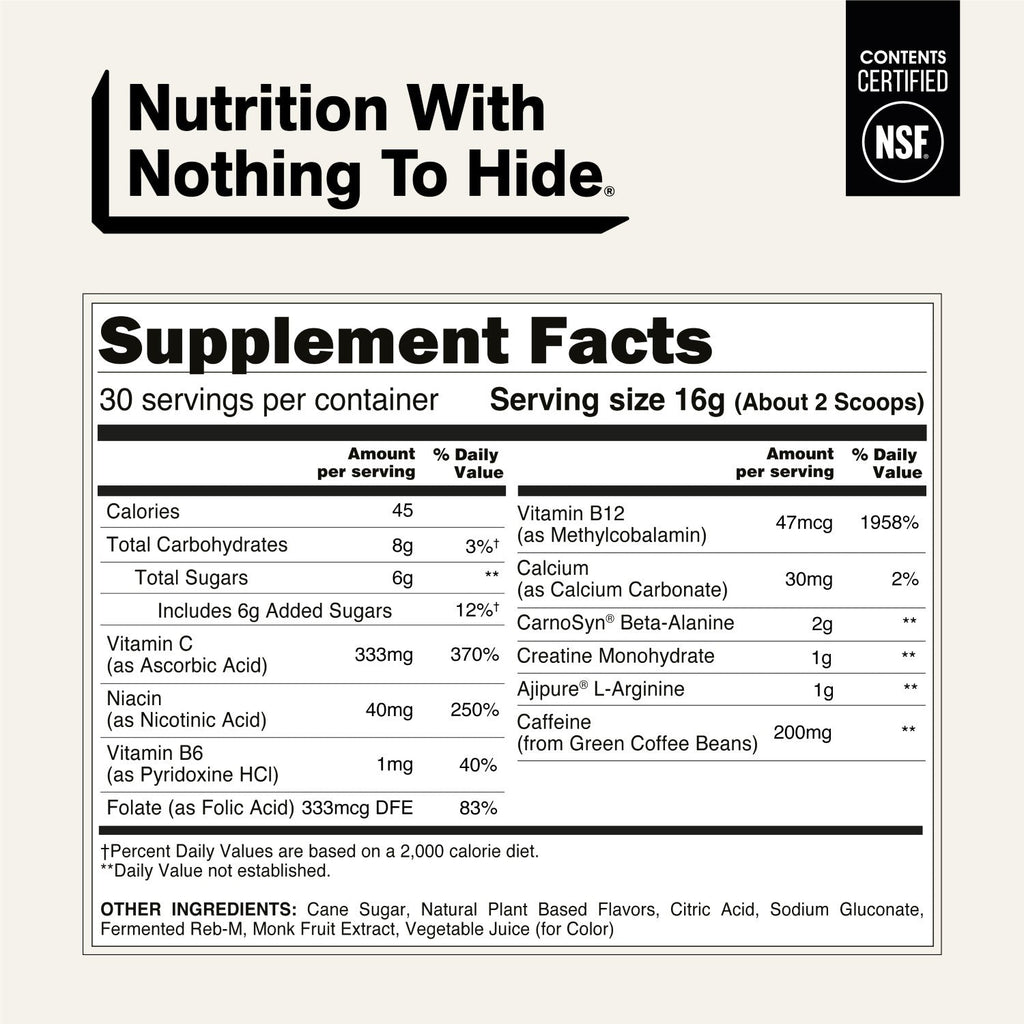Cherry Lime Pre Workout Supplement | Naked Energy - 30 Servings