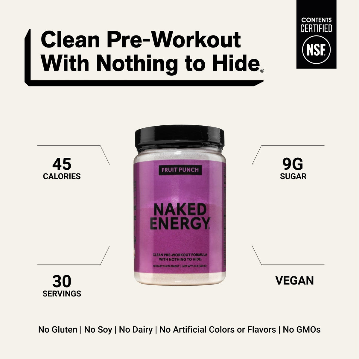 Fruit Punch Pre Workout Supplement | Naked Energy - 30 Servings