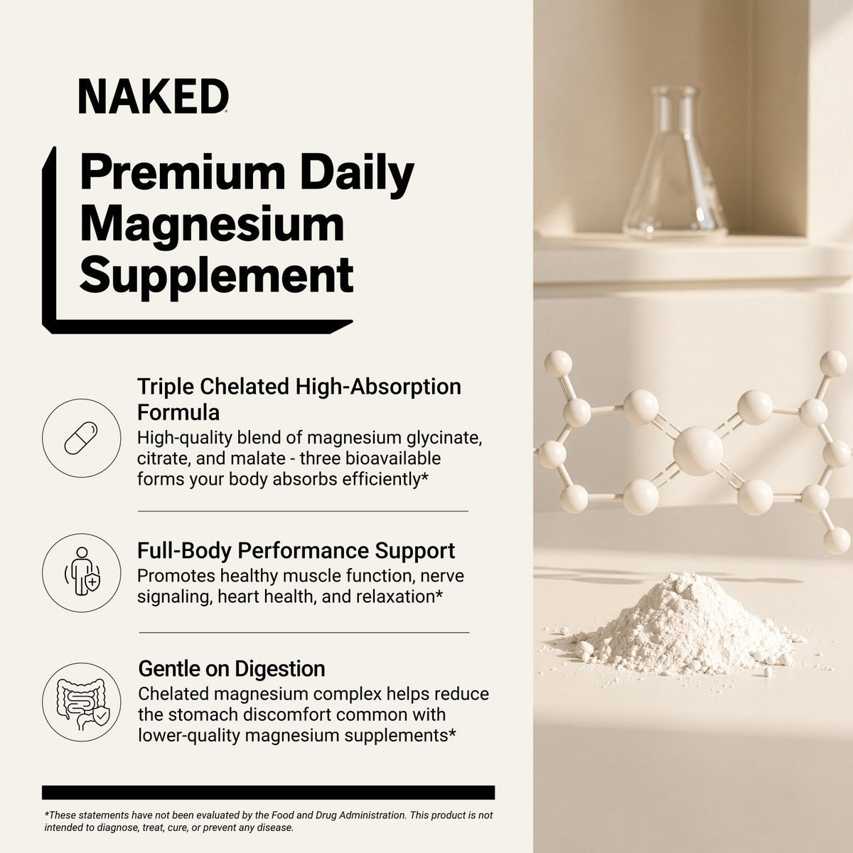 Daily Magnesium Supplement | Naked Magnesium - 120 Capsules