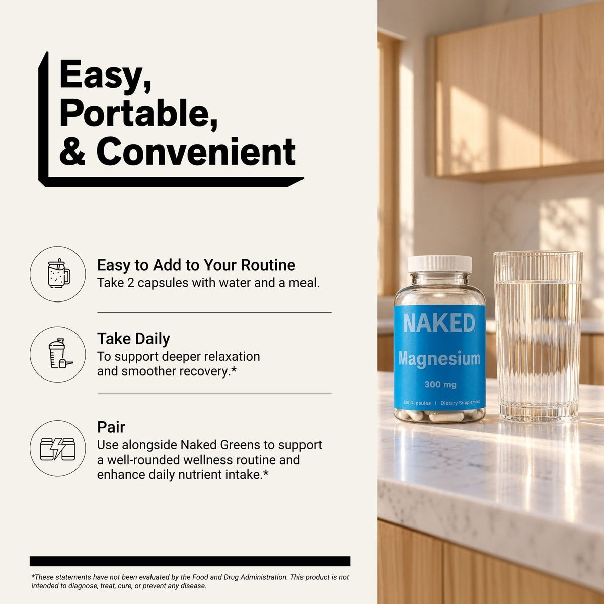 Daily Magnesium Supplement | Naked Magnesium - 120 Capsules