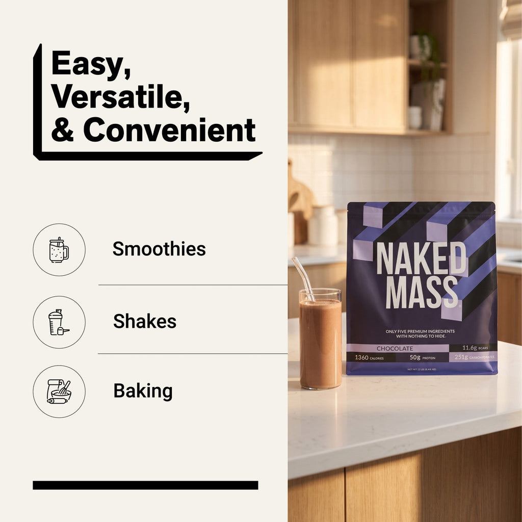 Chocolate Mass Gainer Protein Supplement | Naked Chocolate Mass - 12LB