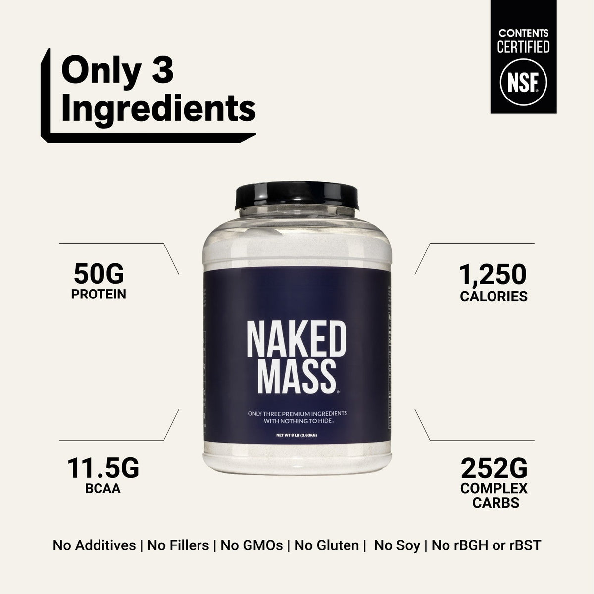 Weight Gainer Protein Powder | Naked Mass - 8LB