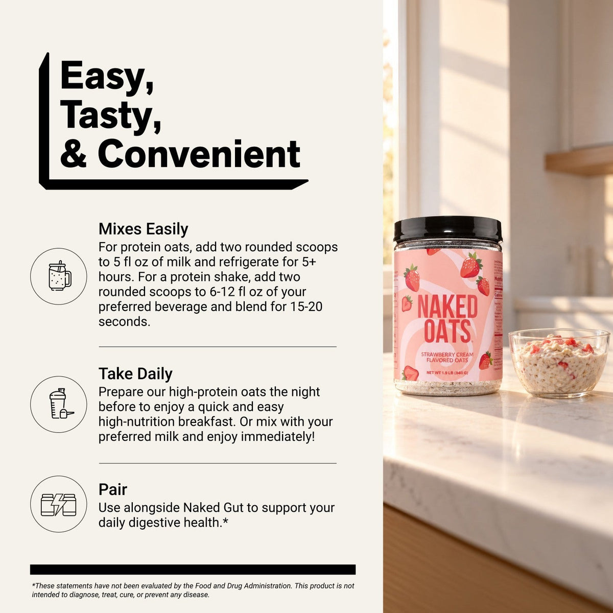 Strawberry Cream Protein Oats | Naked Oats