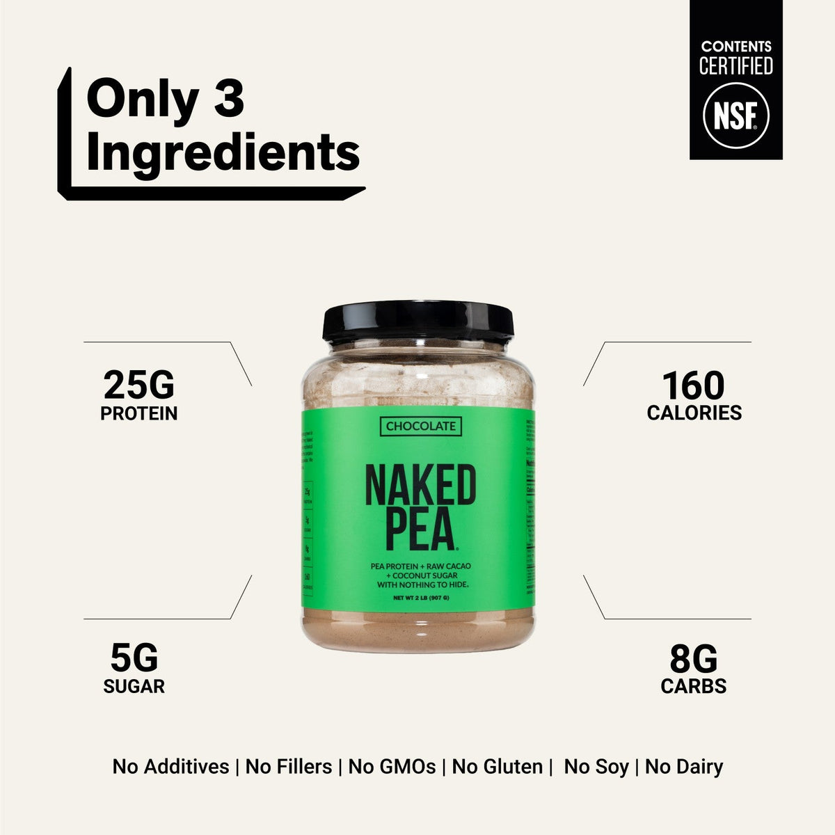 Chocolate Pea Protein Powder | Naked Chocolate Pea - 2LB