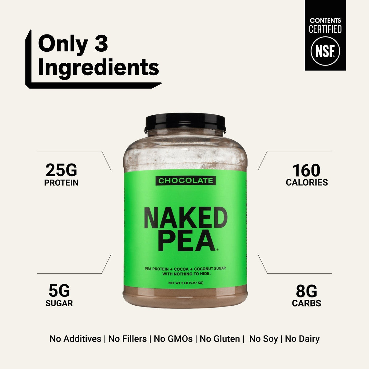 Chocolate Pea Protein Powder | Naked Chocolate Pea - 5LB