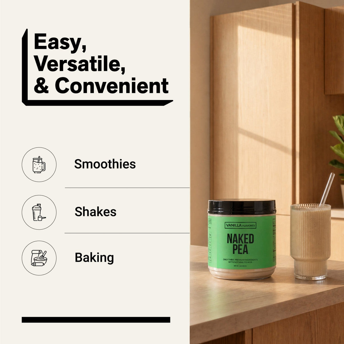 Vanilla Pea Protein Powder | Naked Vanilla Pea - 1LB