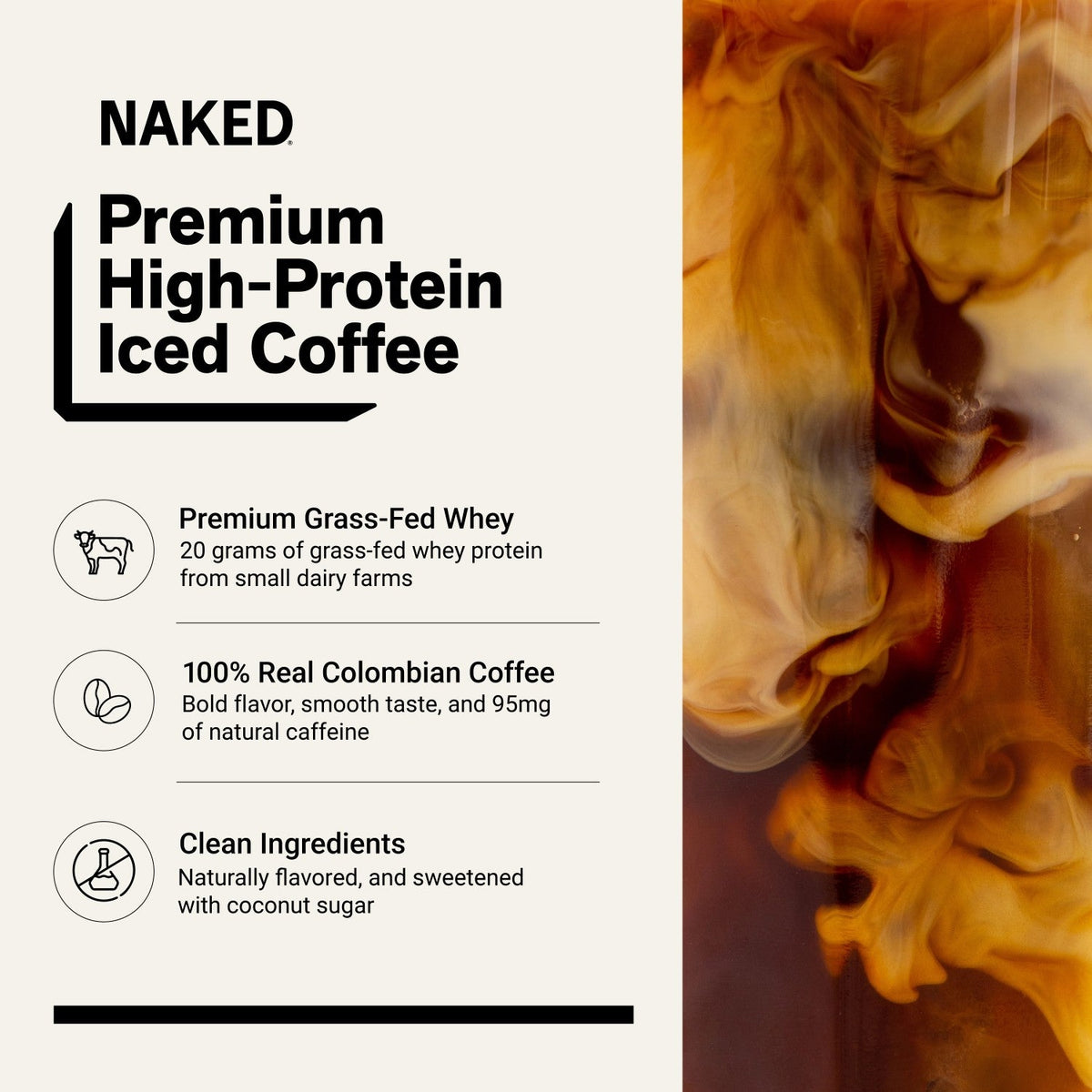 Caramel Latte Protein Iced Coffee | Naked Protein Coffee - 17 Servings