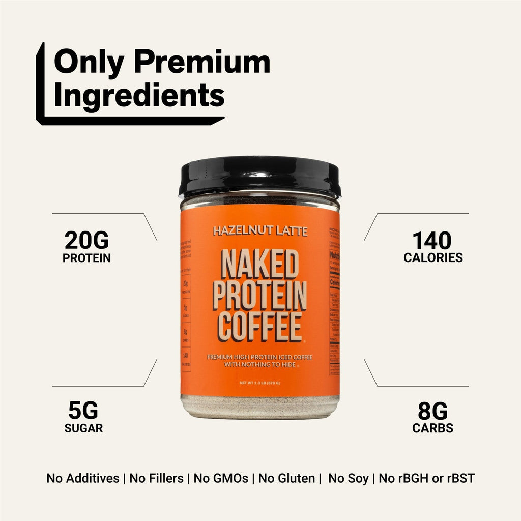 Hazelnut Latte Protein Iced Coffee | Naked Protein Coffee - 17 Servings