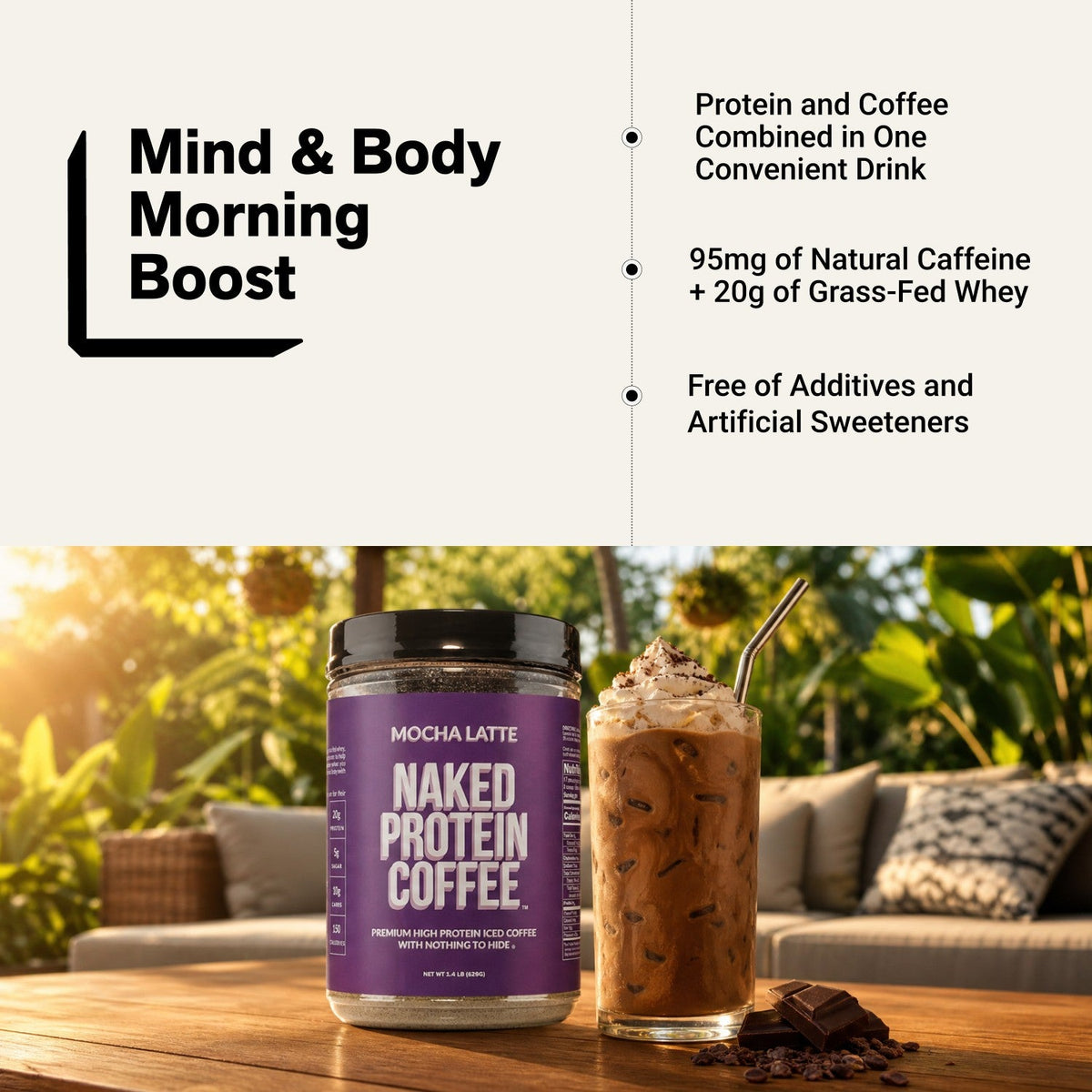 Mocha Latte Protein Iced Coffee | Naked Protein Coffee - 17 Servings