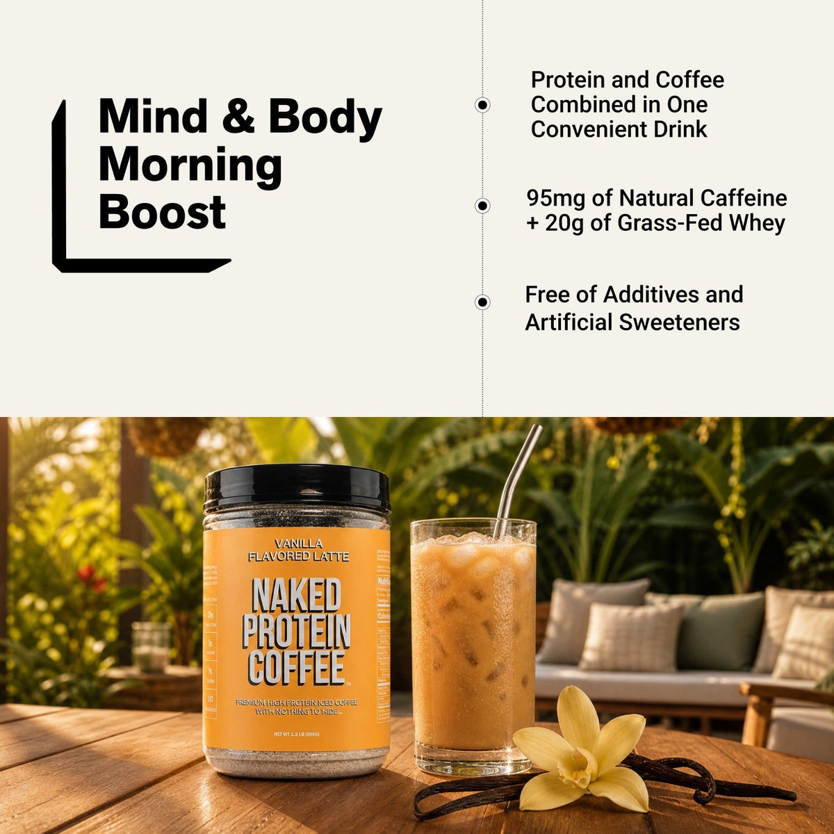 Vanilla Latte Protein Iced Coffee | Naked Protein Coffee - 17 Servings