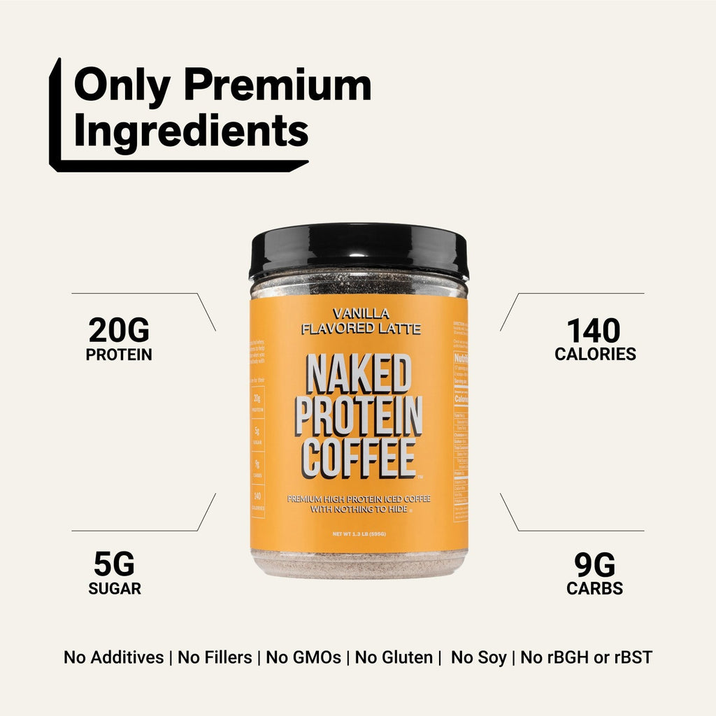 Vanilla Latte Protein Iced Coffee | Naked Protein Coffee - 17 Servings