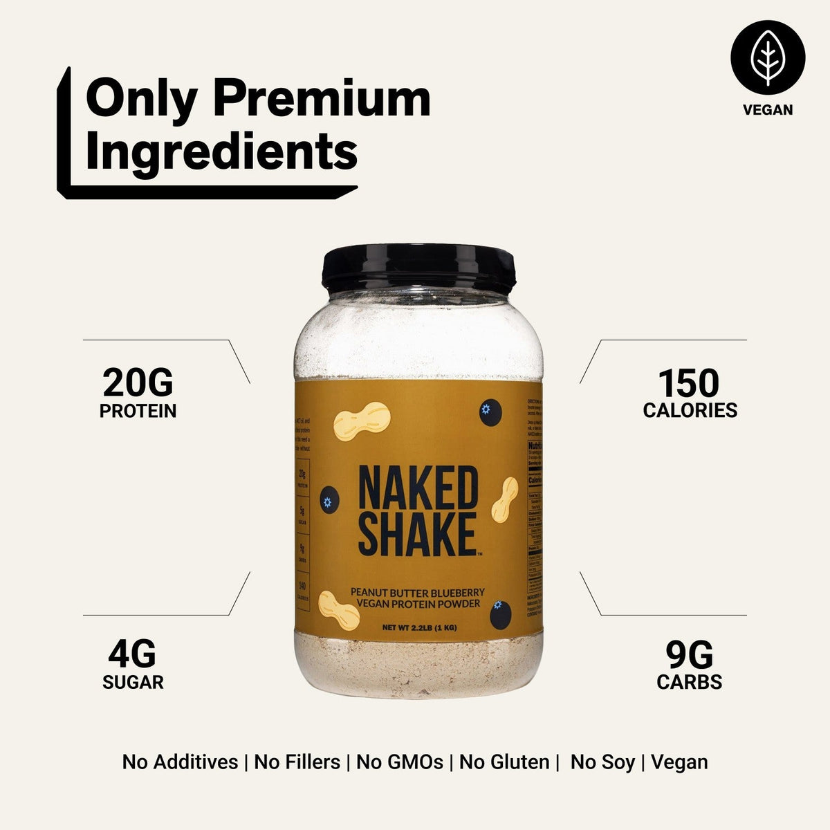 PB Blueberry Vegan Protein | Naked Shake - 30 Servings