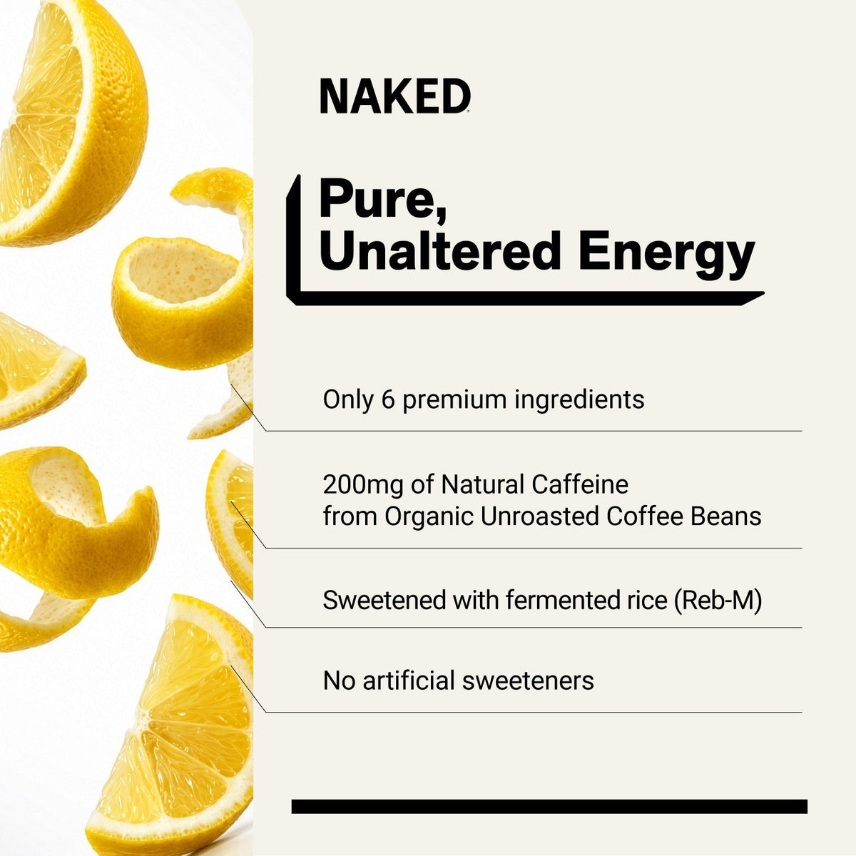 Lemonade Naked Sparkling Energy | Clean Energy Drink - 12 Cans