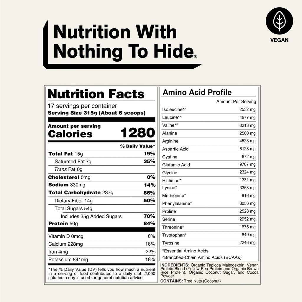 Chocolate Vegan Mass Gainer Protein Powder | No Additives