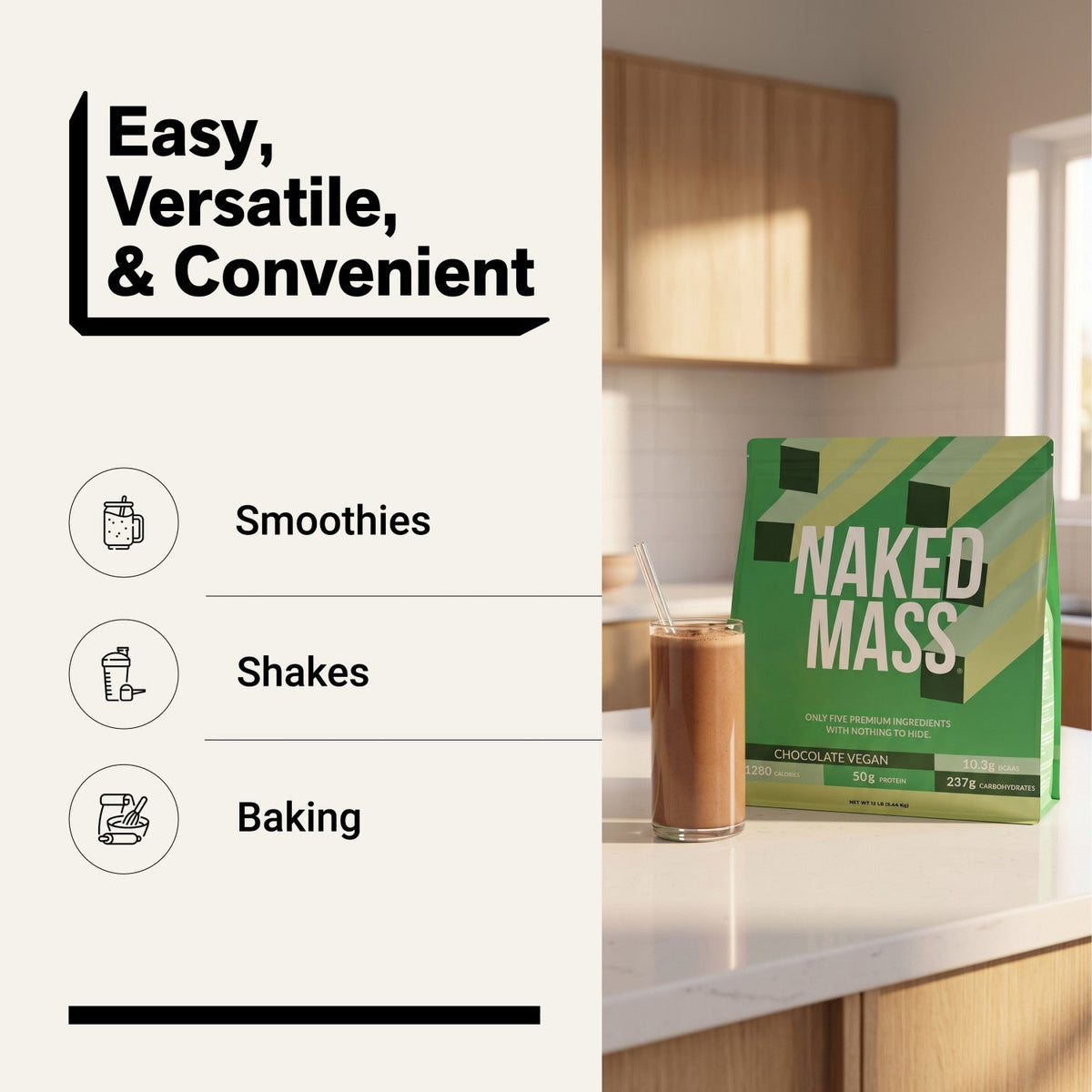 Chocolate Vegan Mass Gainer Protein Powder | No Additives