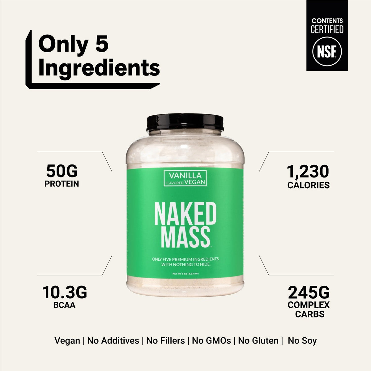Vanilla Vegan Mass Gainer Protein Powder | No Additives
