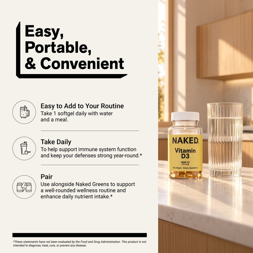 Daily Vitamin D3 Supplement | Naked Vitamin D - 200 Softgels