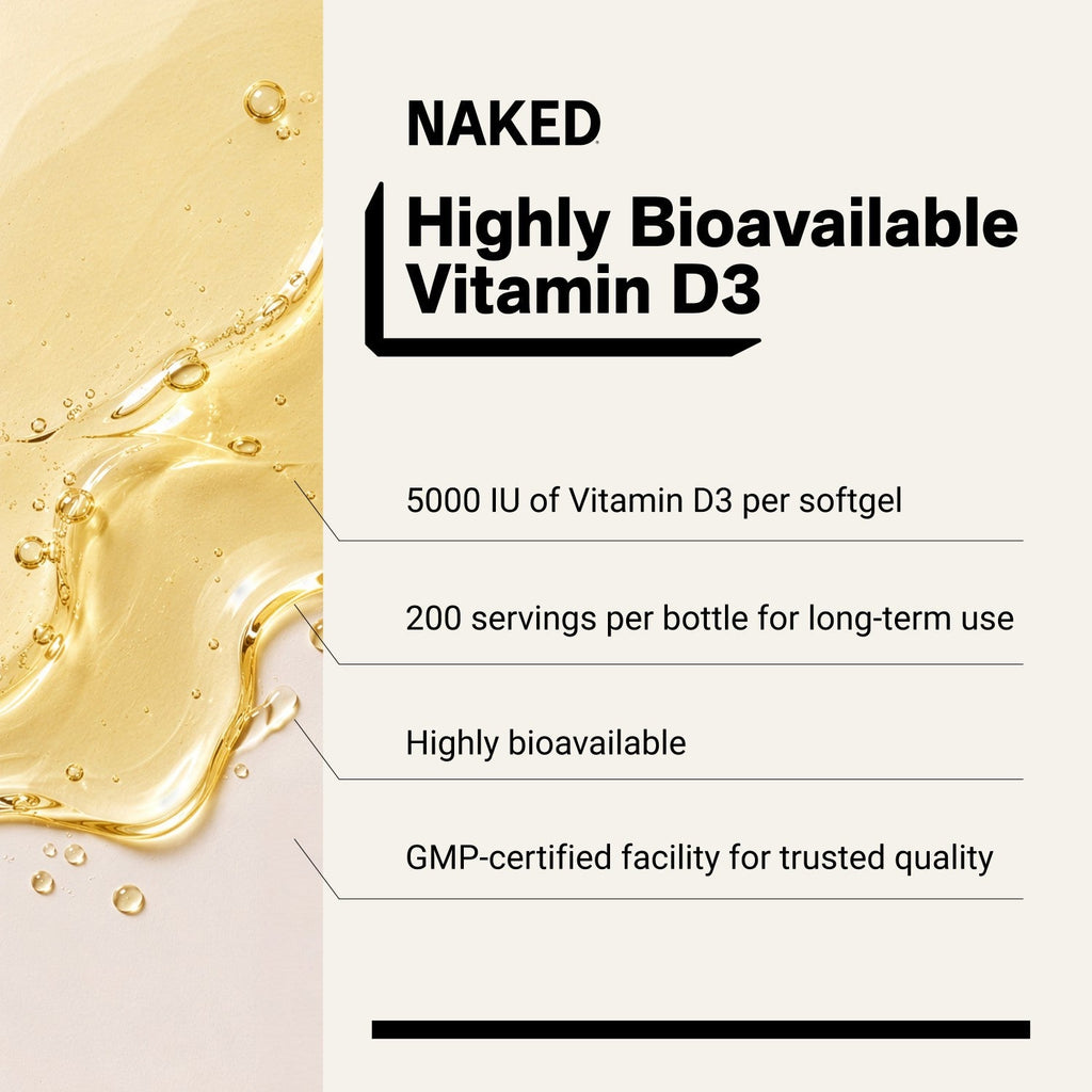 Daily Vitamin D3 Supplement | Naked Vitamin D - 200 Softgels