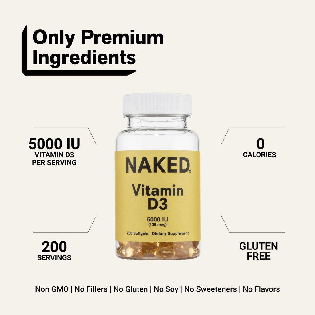 Daily Vitamin D3 Supplement | Naked Vitamin D - 200 Softgels