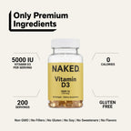 Daily Vitamin D3 Supplement | Naked Vitamin D - 200 Softgels