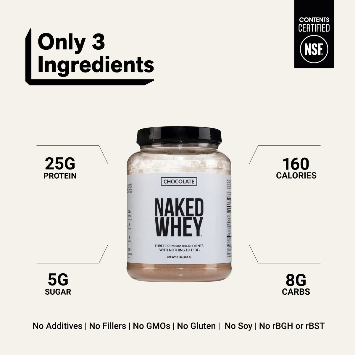 Chocolate Whey Protein Powder | Naked Chocolate Whey - 2LB