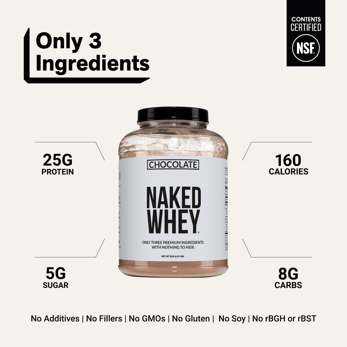 Chocolate Whey Protein Powder | Naked Chocolate Whey - 5LB