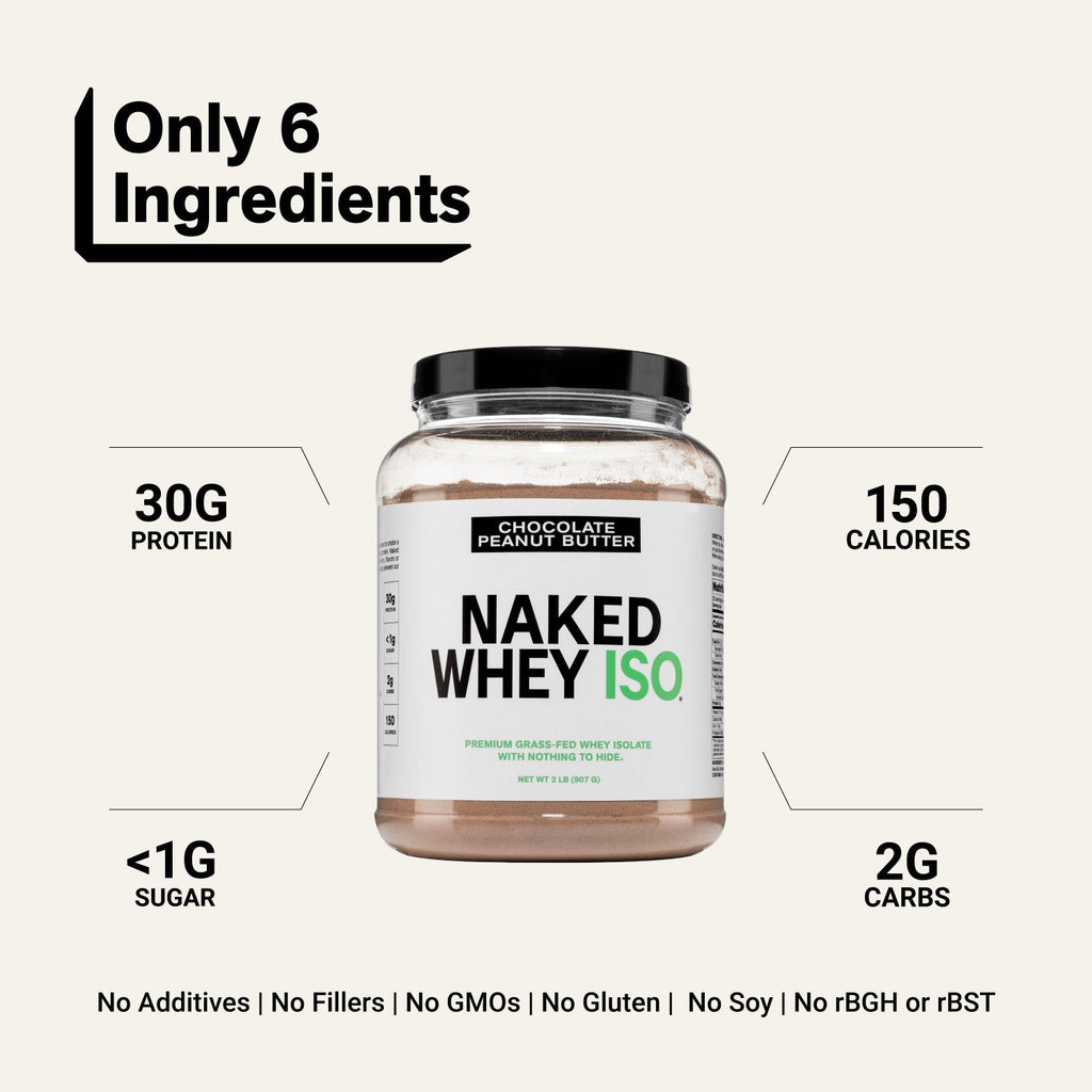 Chocolate Peanut Butter Grass-Fed Whey Isolate Protein Powder | Naked Whey Isolate - 2LB