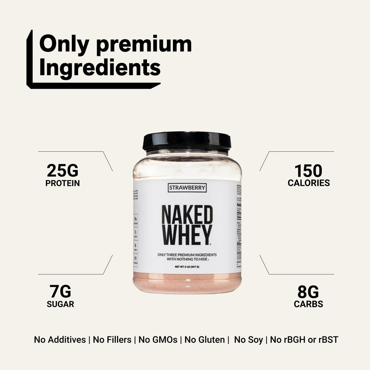 Strawberry Whey Protein Powder | Naked Strawberry Whey - 2LB