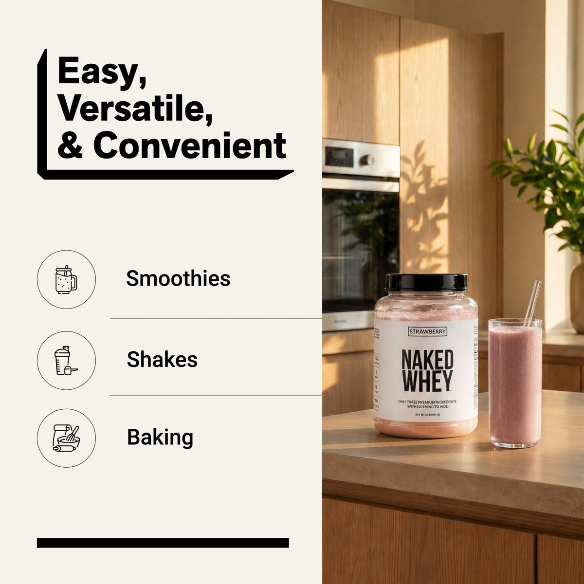 Strawberry Whey Protein Powder | Naked Strawberry Whey - 2LB