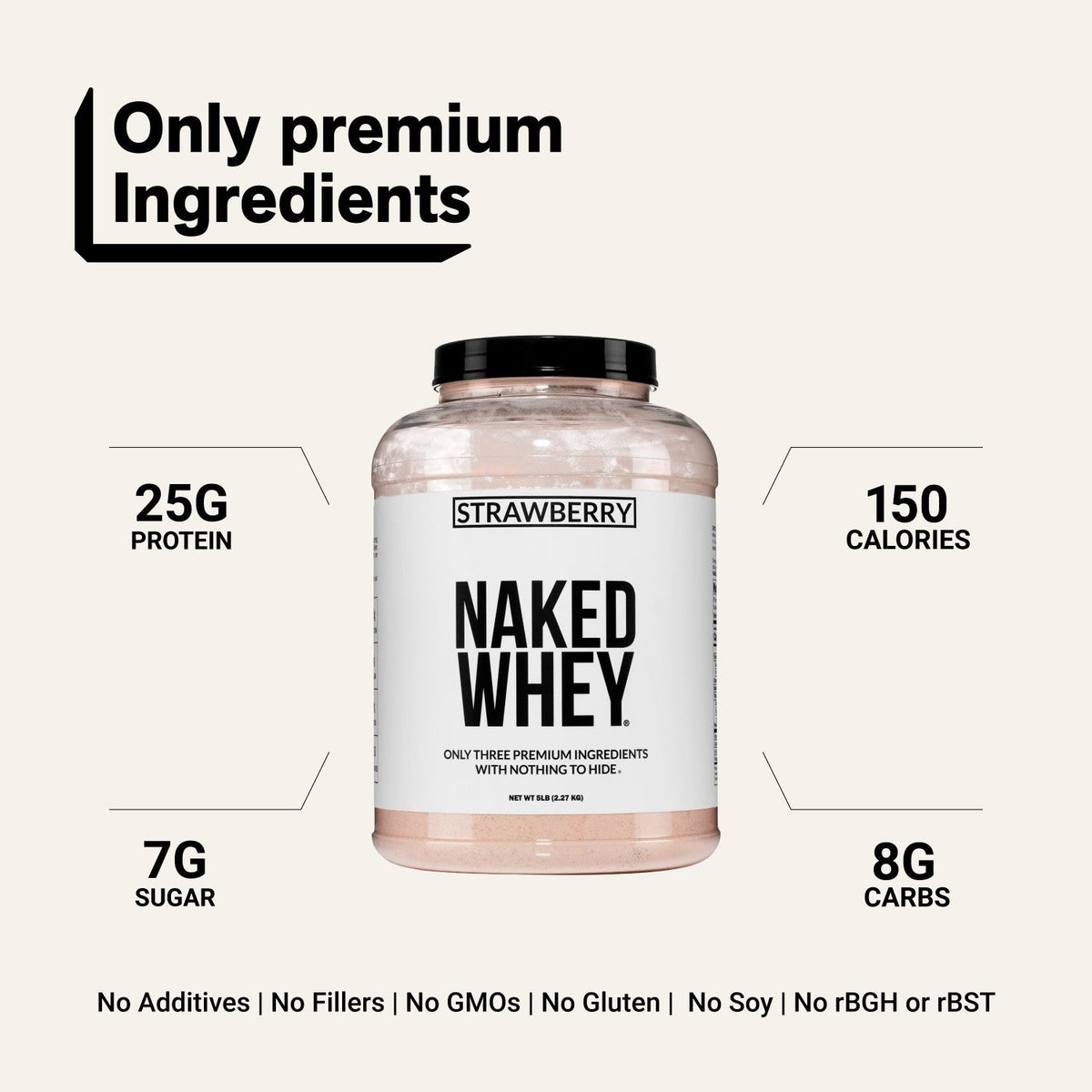 Strawberry Whey Protein Powder | Naked Strawberry Whey - 5LB