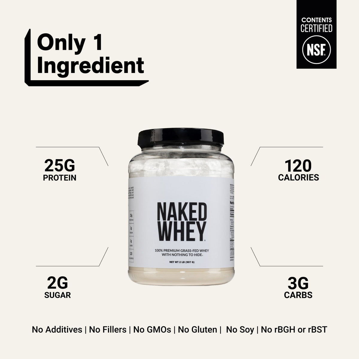 Grass Fed Whey Protein Powder | Naked Whey - 2LB