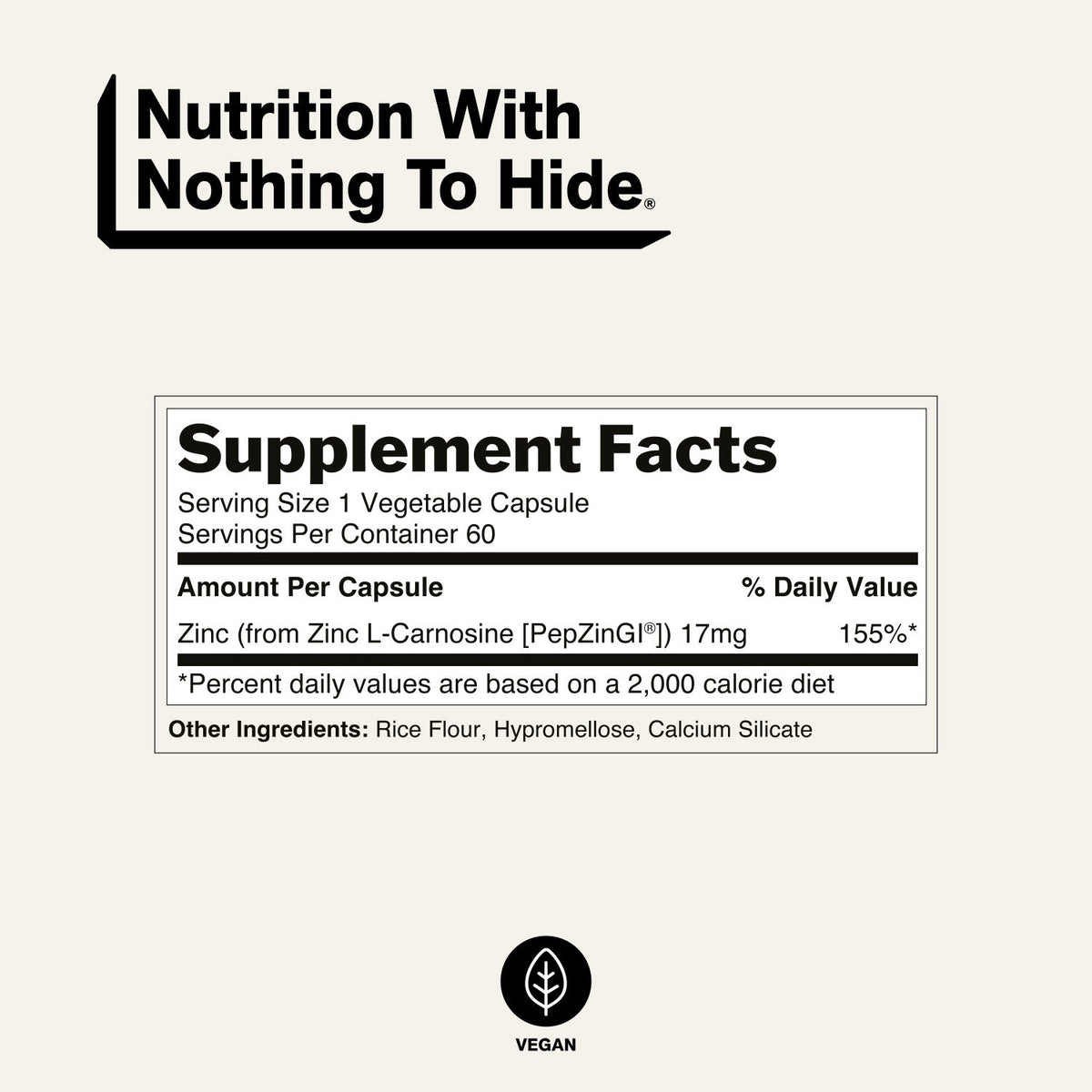 Daily Zinc Supplement | Naked Zinc Carnosine - 60 Capsules