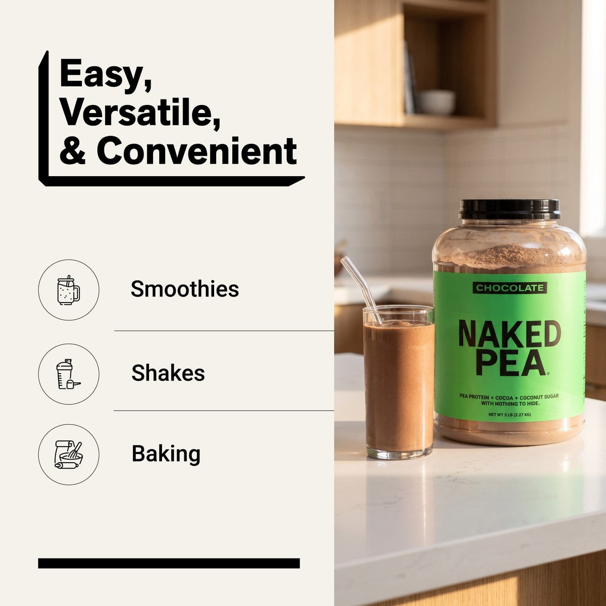Chocolate Pea Protein Powder | Naked Chocolate Pea - 5LB