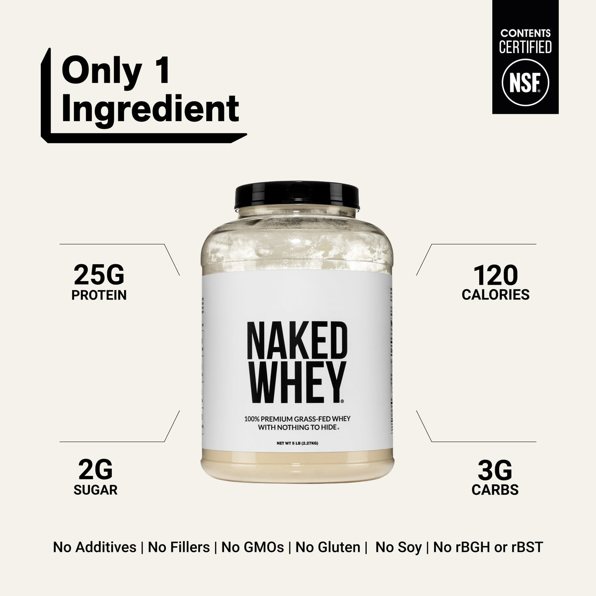 Grass Fed Whey Protein Powder | Naked Whey - 5LB
